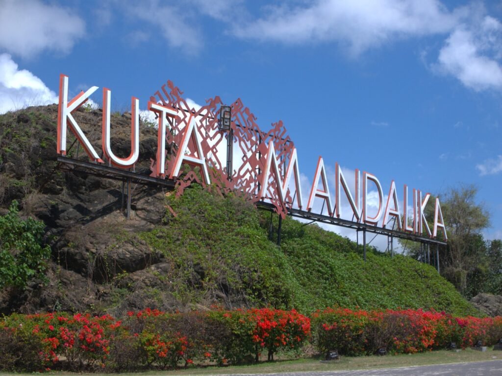 The iconic Kuta Mandalika sign in Lombok, a tourism-focused Special Economic Zone (SEZ) in Indonesia, highlighting its potential for investment in Indonesia's SEZs.