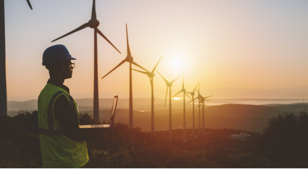 A person working in a Wind Turbine field to realize the Indonesian renewable energy plans